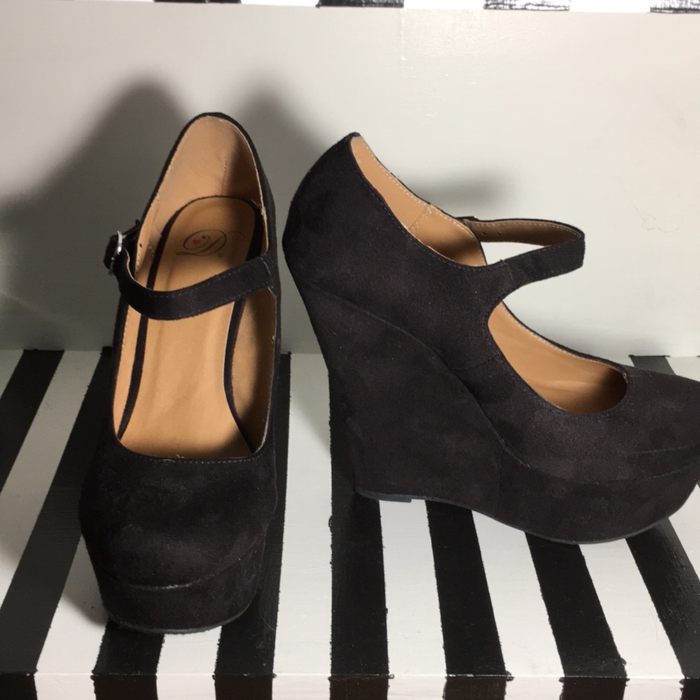 Suede Platform Mary Janes